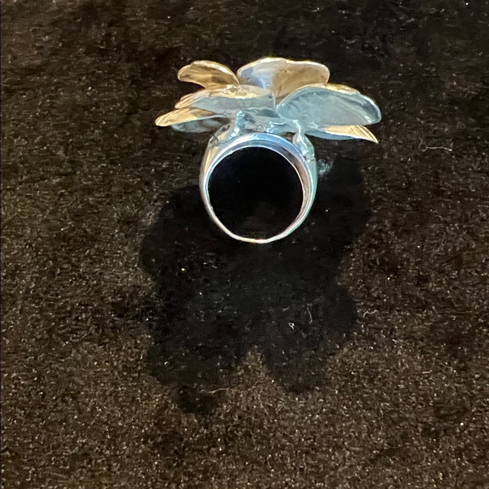Silver Flower Statement Ring - image 3